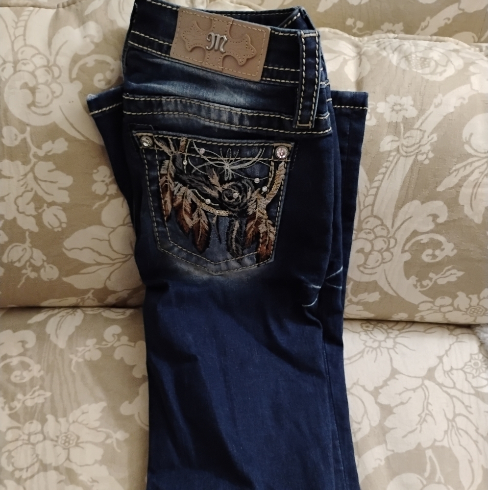 Miss Me Blue Jeans with Embroidered Pocket